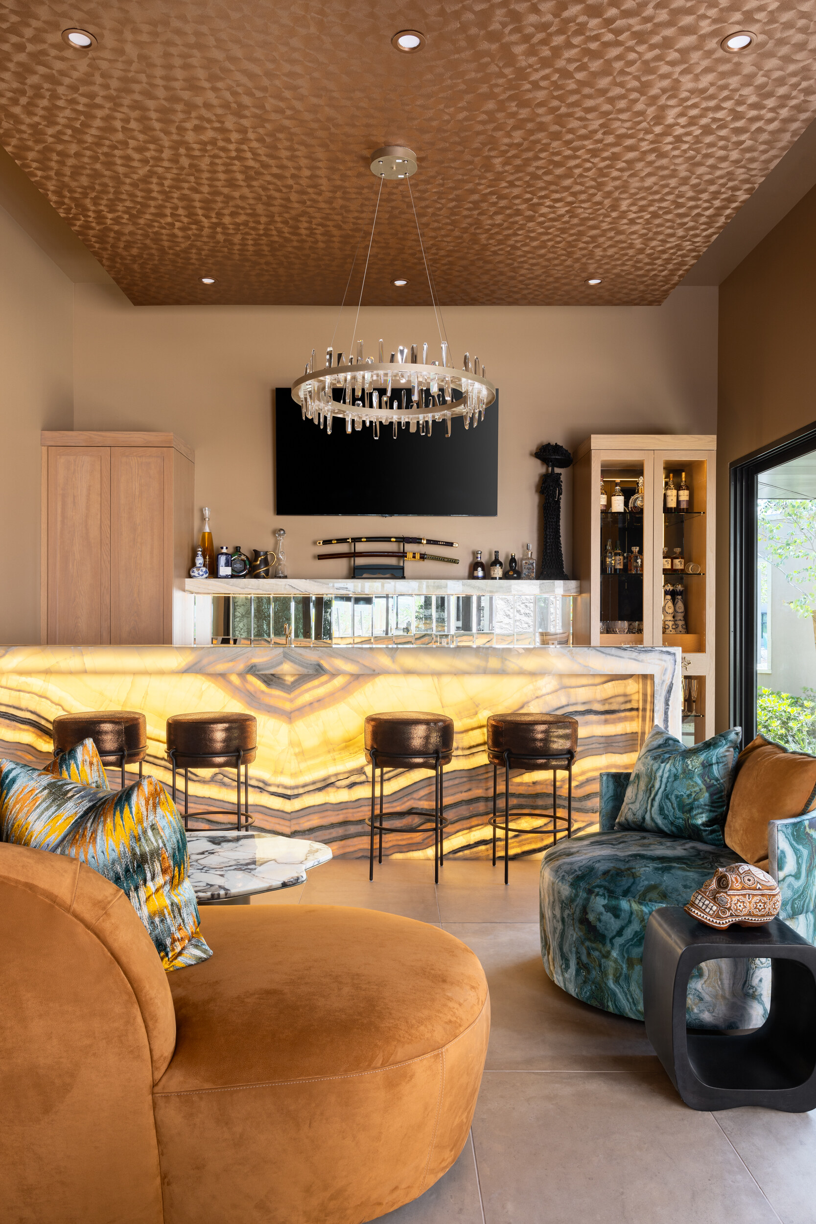 Sanctuary Peak lounge with illuminated stone bar